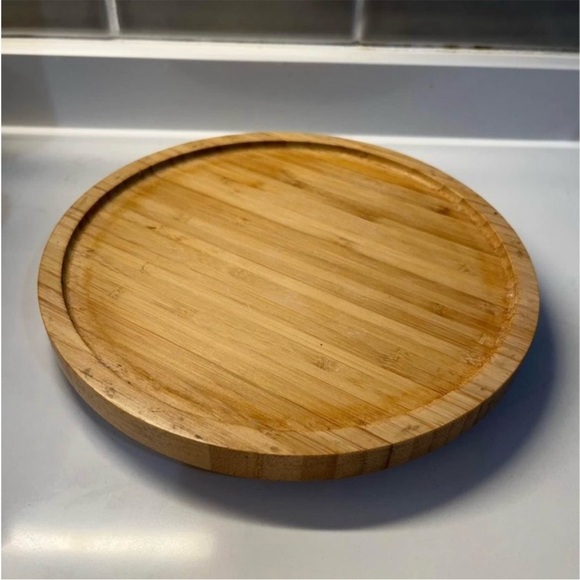 Oversized white stoneware utensil crock w/lazy susan - Picture 3 of 6